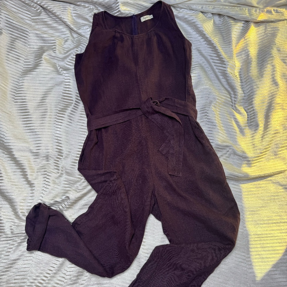 Plum Purple Linen Jumpsuit | Fall Ladies Romper | One Peice Natural Ware